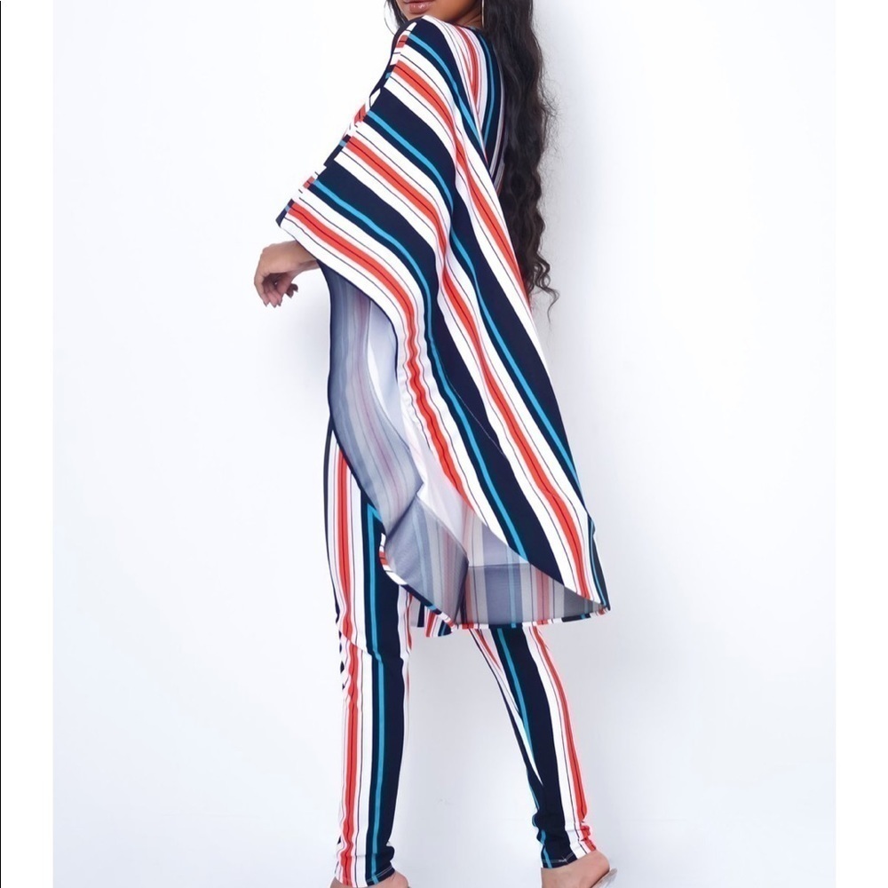 Monoco Stripe Jumpsuit with Wing Sleeves - Picture 2 of 3